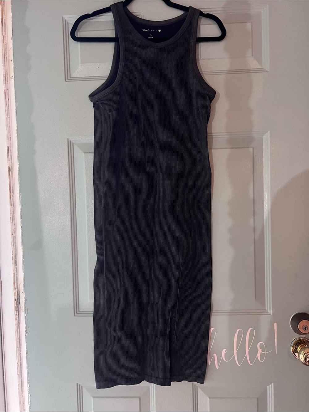Crave Fame Sleeveless Ribbed Midi Dress in Charcoal